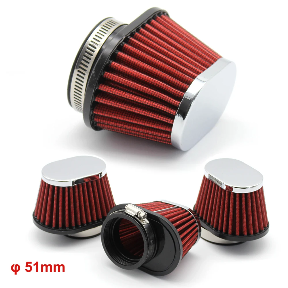 

4 шт., моющиеся и многоразовые воздушные фильтры для мотоциклов, 50 мм, 51 мм, 2 дюйма