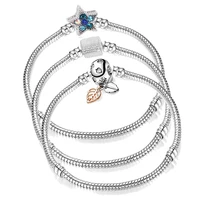 dropshipping shining blue star fallen leaf chain link bracelet diy silver plated charm bracelet for women jewelry gift making
