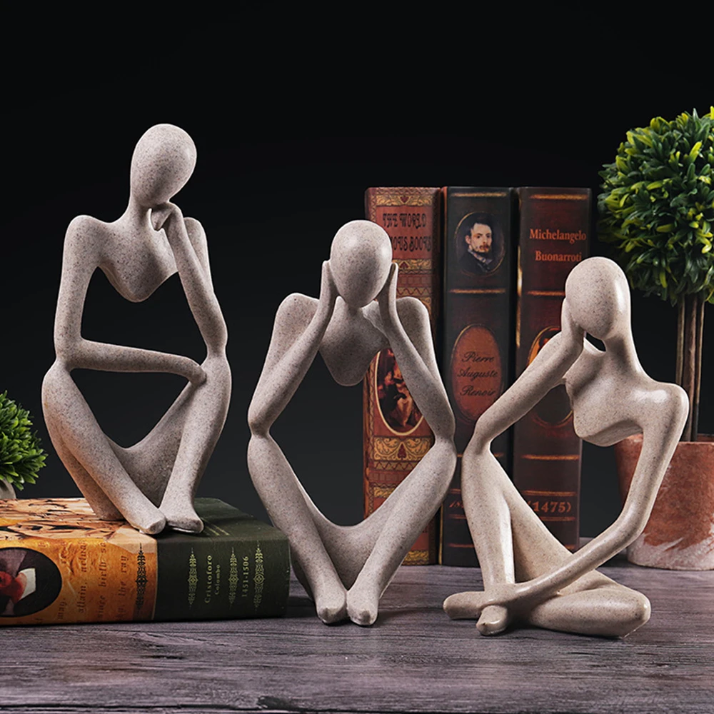 

Thinker Statue Resin Thinking Sculpture Ornaments Handmade Crafts Desktop Decor Modern Abstract Statues Thinking Man Statue