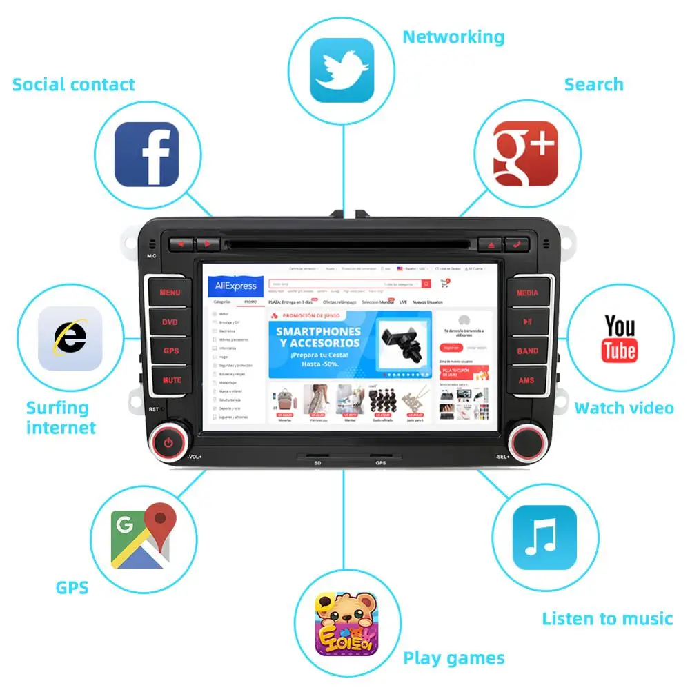 Автомобильный dvd плеер Bosion 2 Din Android 10 0 для Volkswagen Polo golf Tiguan passat b6 cc fabia mirror link Wi Fi