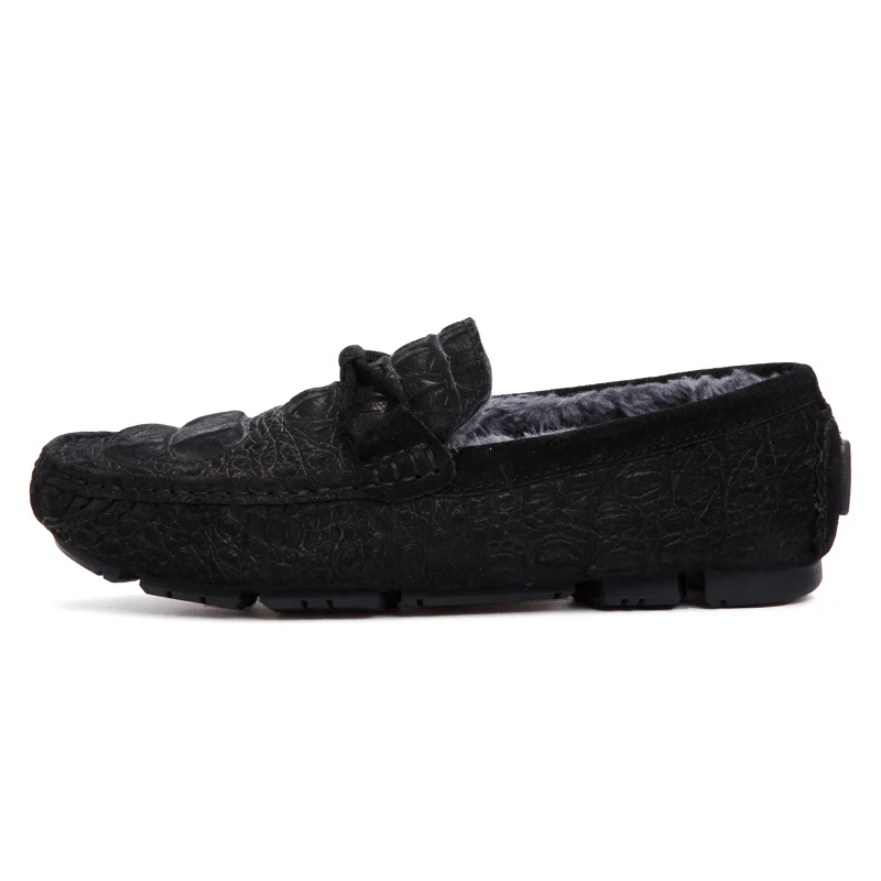 AGSan мужские замшевые лоферы зимняя теплая обувь для вождения Плюшевые Мокасины с