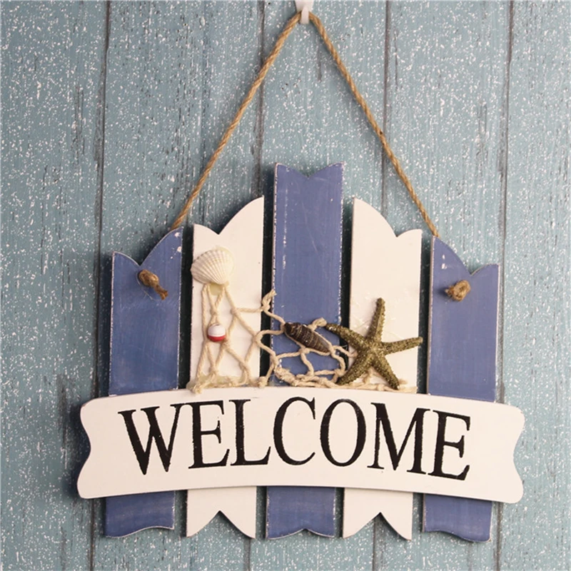 

Beach Style Hanging Wooden Wall Plaque Welcome Sign Decor For Beach Seaside Wall Courtyard Decoration Hanging Beach House Deocr
