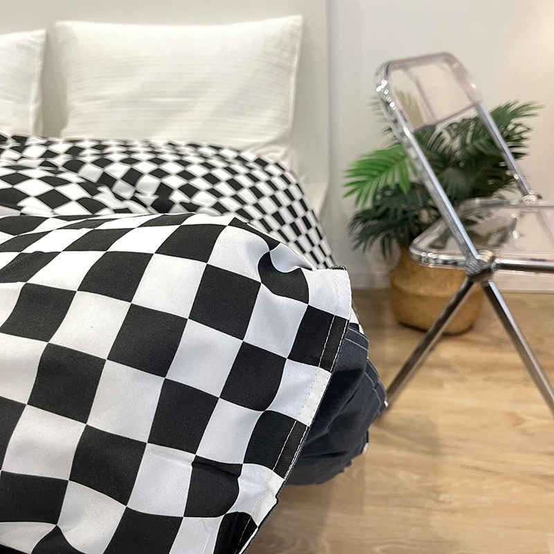 Покрывало клетчатое для односпальной/полуторноспальной/двуспальной/королевской/односпальной кровати/односпального одеяла современной моды комфортного дома белое черное.