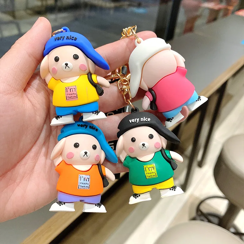 

For Baseball Cap Cute Bear Epoxy Silicone Cartoon Cute Keychain Pendant Car Keychain Pendant Gift