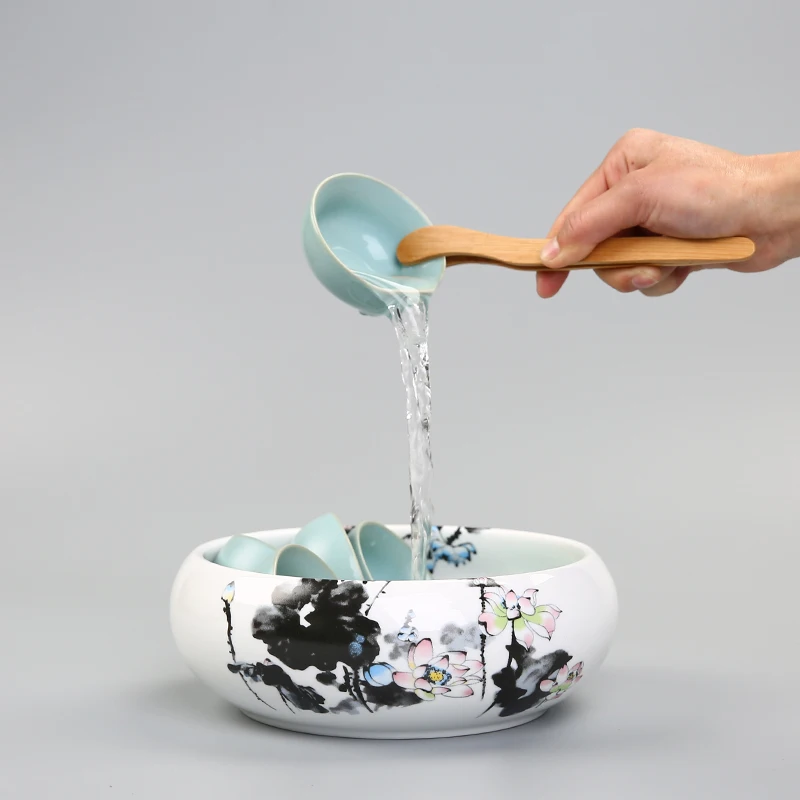 

Large Tea Wash Celadon Hand-painted Ceramic Home Office Utensils Ornament Accessories West Cup Bowl