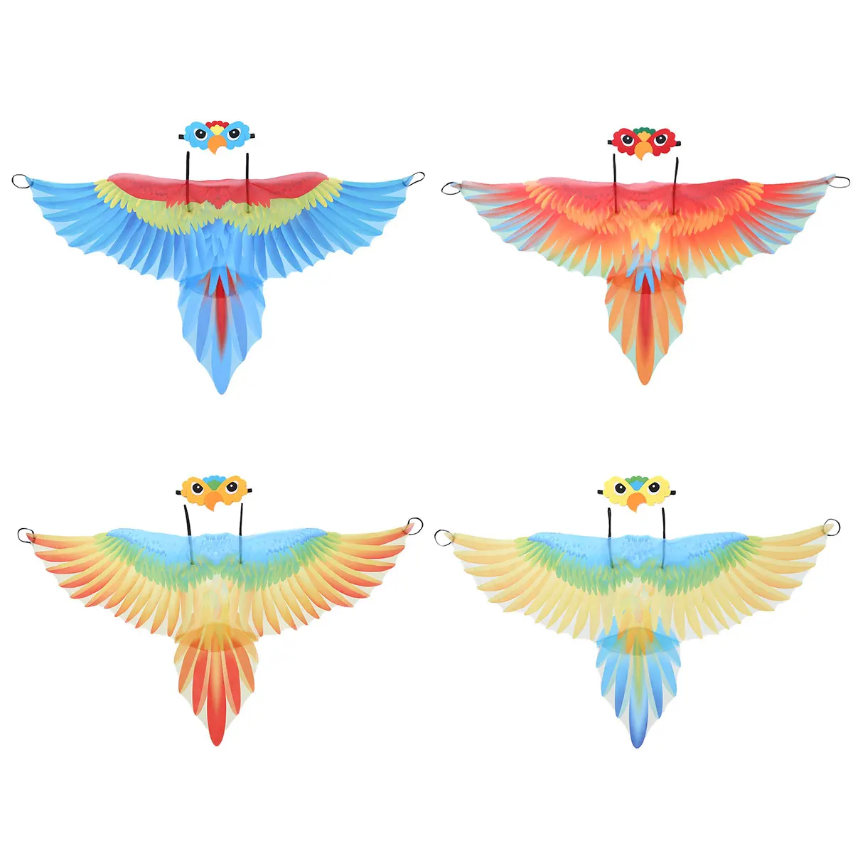 

Children Party Cosplay Cute Parrot Wing Cape Felt Eye Mask for Masquerade Halloween Costume Kids Boys Girls Dress Up Accessories