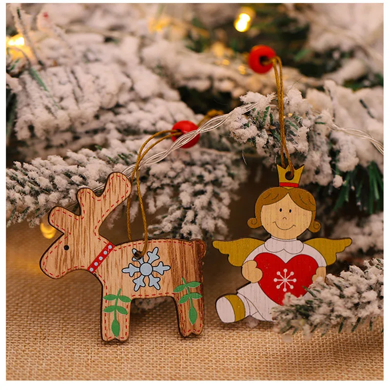 Leeiu 12 шт. рождественские деревянные украшения для дома сделай сам подвесной кулон