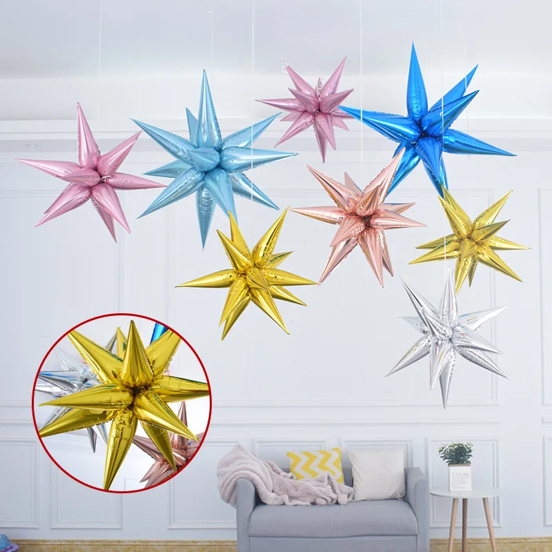 

12pcs Explosion Star Balloons Birthday Party Opening Ceremony Wedding Decoration Water Drop Cone Foil Balloon Party Supplies Set