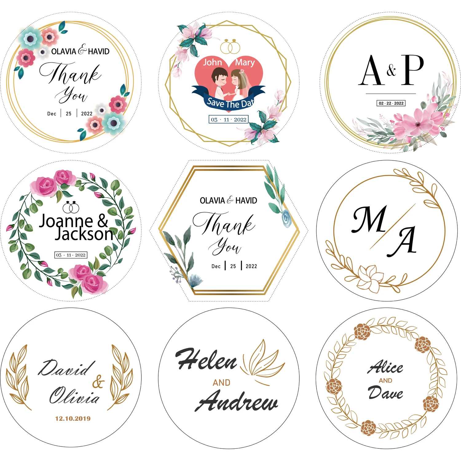 

500pcs Personalized Wedding Stickers Favors Boxes Label Birthday Party Business Logo Photo Custom Name Sticker Paper Transparent