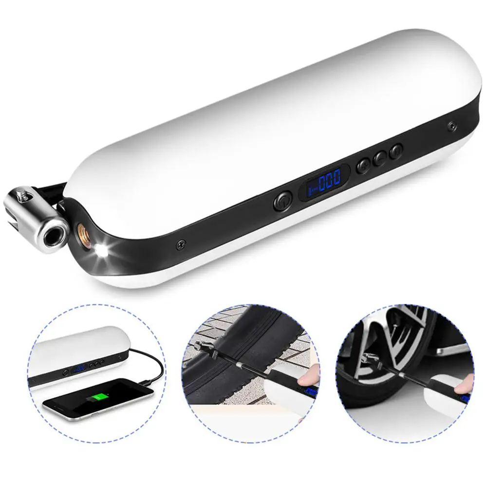 Портативный мини насос электрический с ЖК дисплеем 2000 мАч внешний аккумулятор
