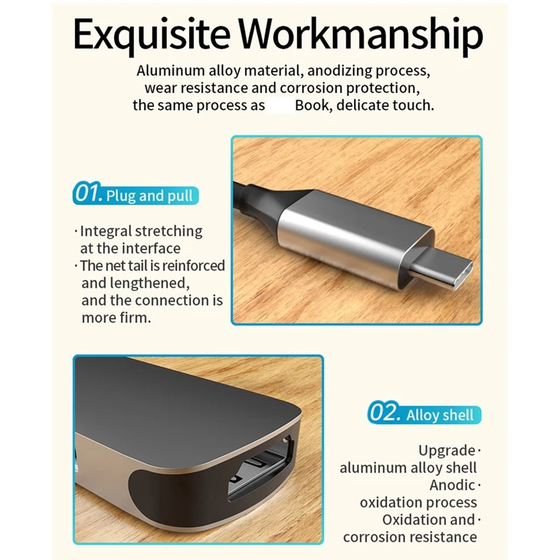 

TYPE-C 5 1 USB2.0 + 3,0/TF/SD/HDMI 4K30HZ