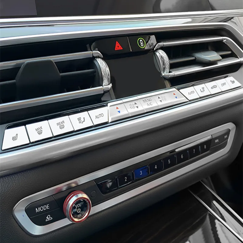 

Car Console Multimedia Buttons Sequins Decoration AC Control Button Covers For BMW X5 G05 2019-2020 Interior Accessories