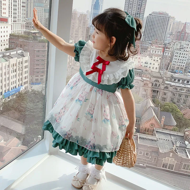 

Children Spanish Gril Princess Lolita Dress Birthday Christening Bow Ball Gown Boutique Floral Ramadan Dresses