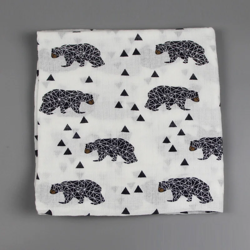 Bear Муслиновое одеяло, хлопок, детские пеленки, 120*120 см, мягкое одеяло для новорожденных, s, для ванны, марля, для младенцев, Детская накидка, спальный мешок, чехол для коляски - Цвет: Bear