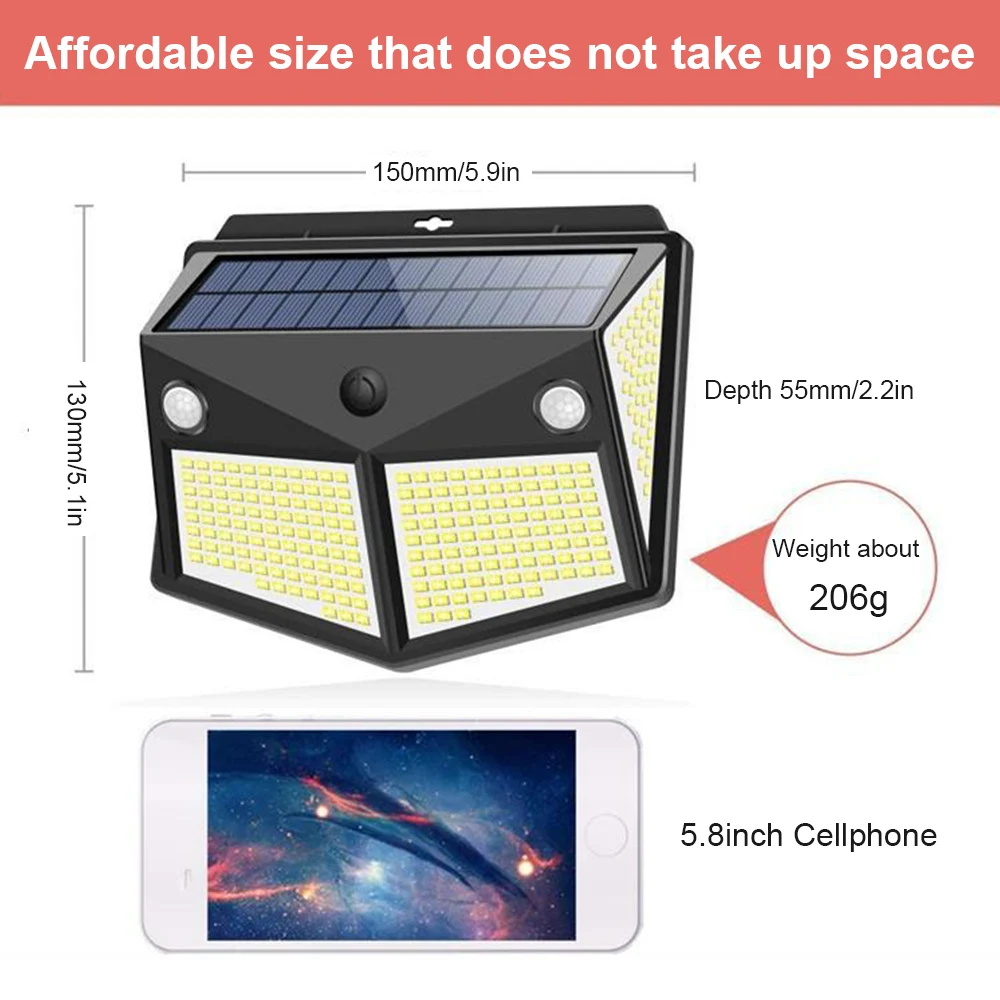 

Solar Light Human Body Sensor Solar Lamp IP65 260LED Outdoor Light automatic adjust brightness Garden Street Light Solar Powered