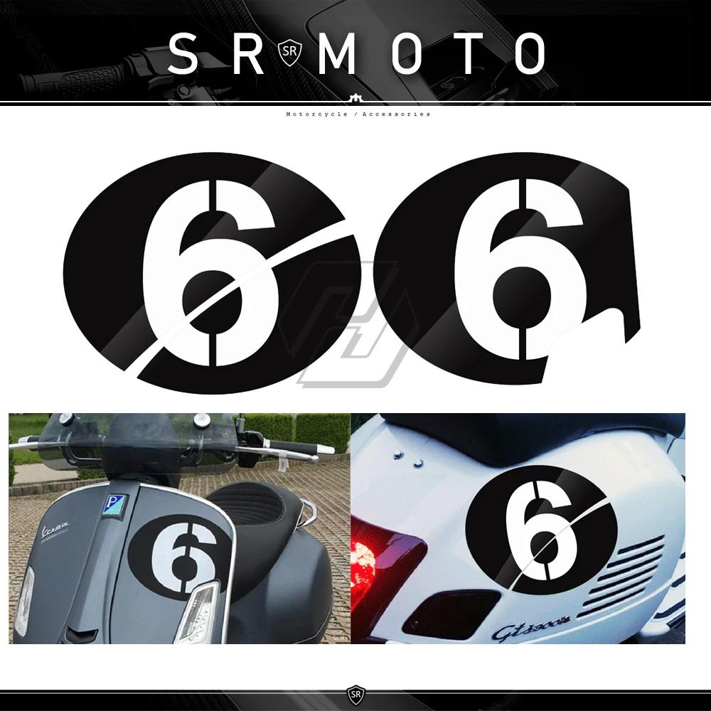 

Motorcycle Decals Number 6 Case for Vespa Series 2 Sei Giorni GTS 300 2019 2020