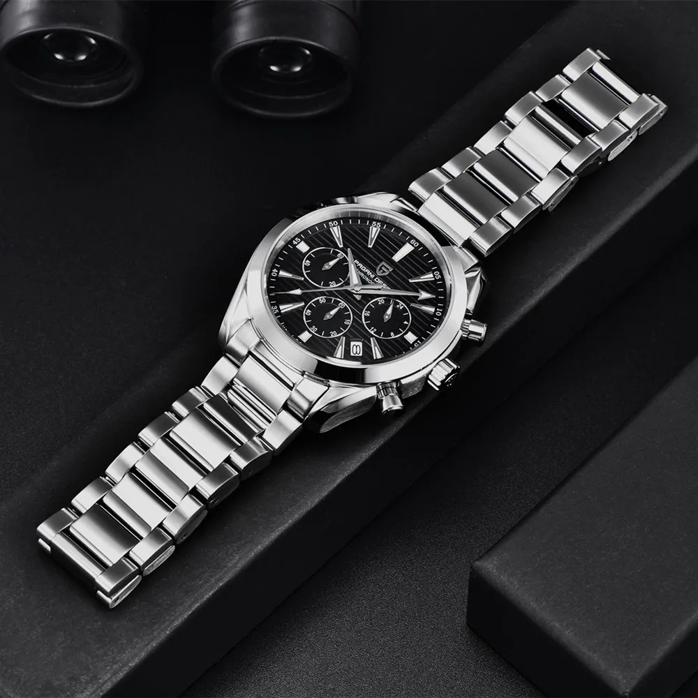 Часы наручные PAGANI Мужские кварцевые полностью стальные водонепроницаемые 100 м -