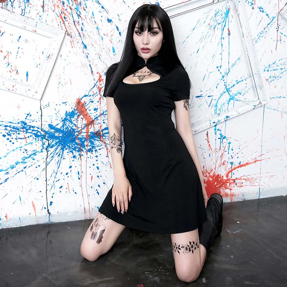 Летнее сексуальное Клубное платье женское однотонное черное китайское