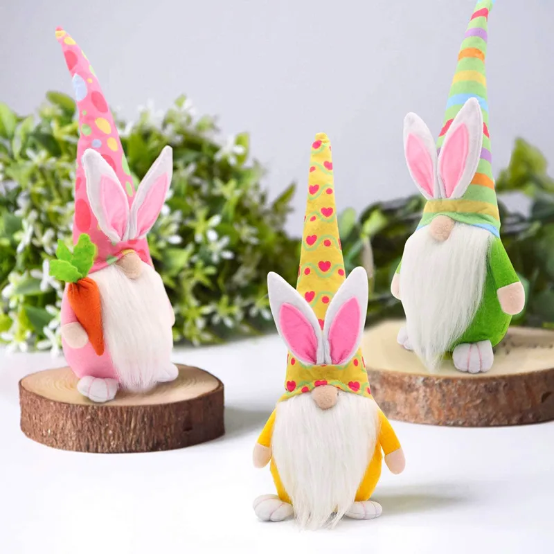 

40CM Easter Goblin Doll Rabbit Carrot Faceless Dwarf Plush Doll Elf Gift Desktop Easter Decoration Holiday Decoration