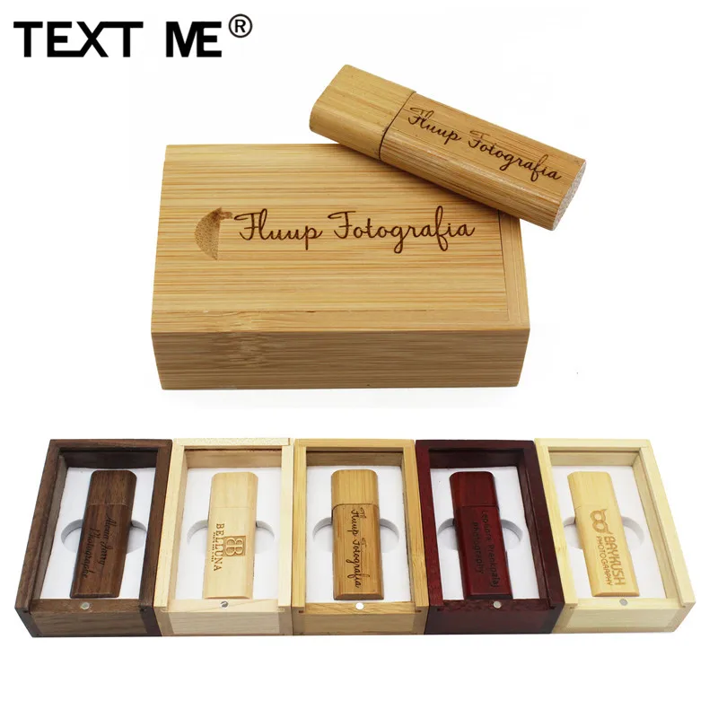 Подарок с логотипом TEXT ME деревянная Флешка + коробка персонализированный логотип
