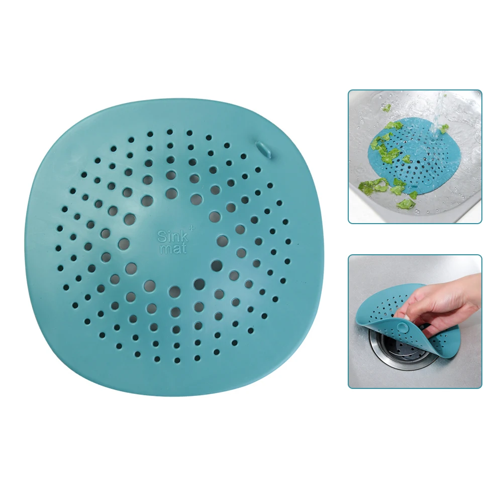 

1PC Bathroom Silicone Hair Catcher Suction Cups Drain Cover Bottom with Suction Cup Green Household Kitchen Sink Filter Strainer