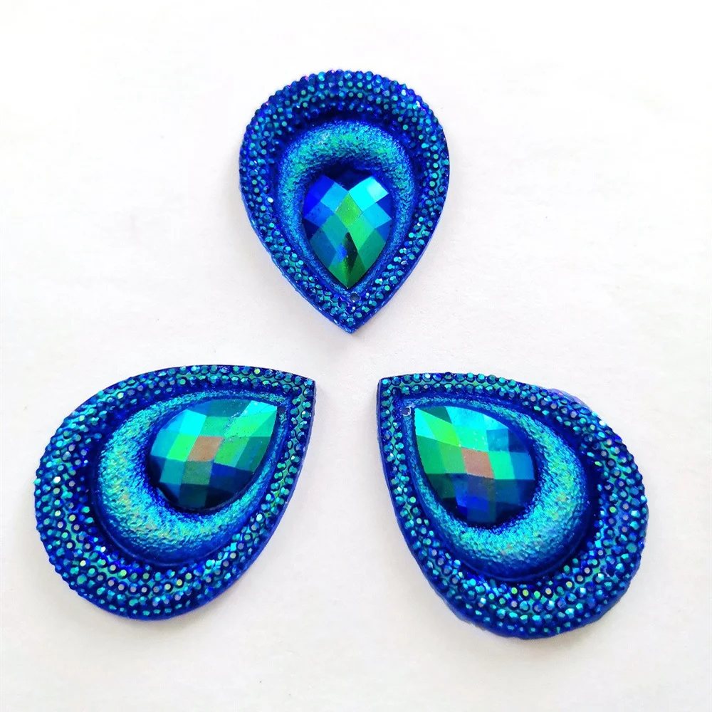 Смола 30x40 мм Блестящий зеленый AB Пришивные аксессуары Стразы Пришивание с