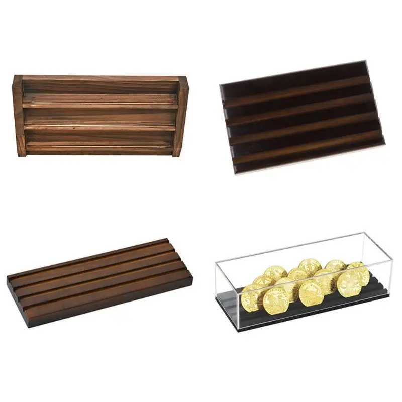 

Coin Display Stand Rack Wooden Collector Coin Storage Shelves Holder Case