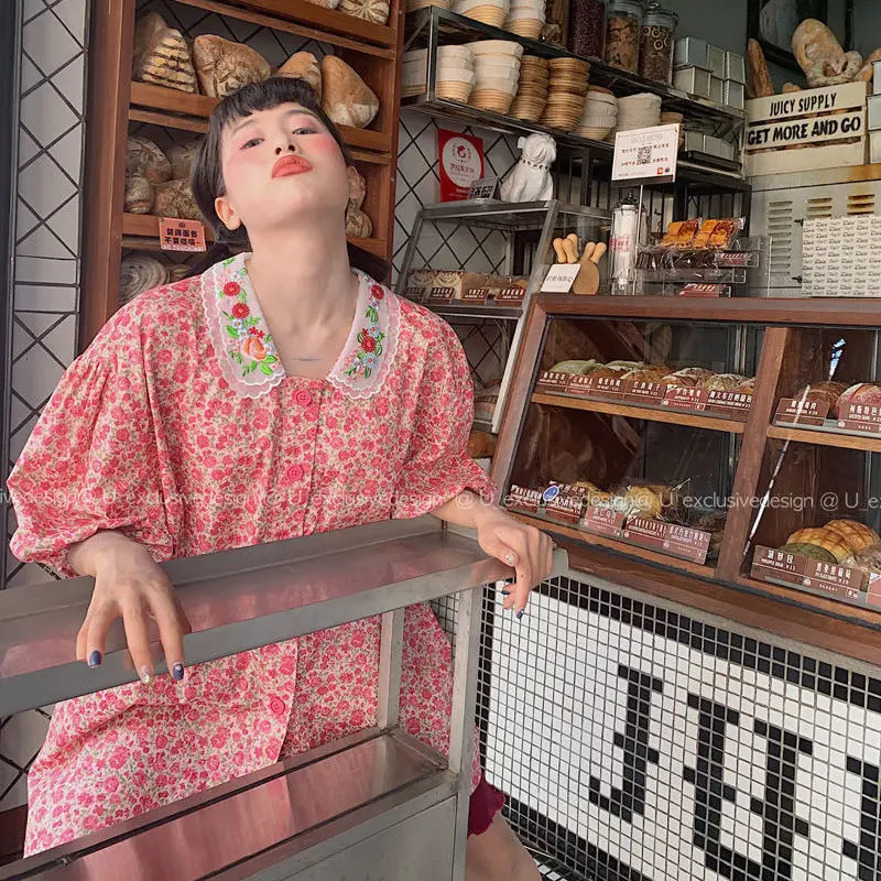 Женская блузка в винтажном стиле с коротким рукавом|Блузки| |