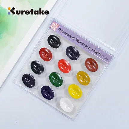 

1set Japan ZIG Kuretake Watercolor Paint Set 12 Colors CD Box Sets Solid Translucent Watercolor Paints Art Supplies WSKG301-2