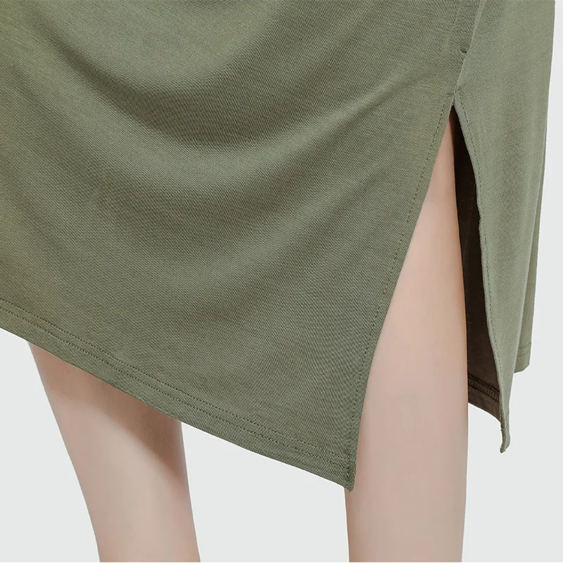 

Spring Summer 2020 Ladies New Korean Short-Sleeved Round Neck Split Dress Simple Vest Dress Home Service Nightdress Nighties