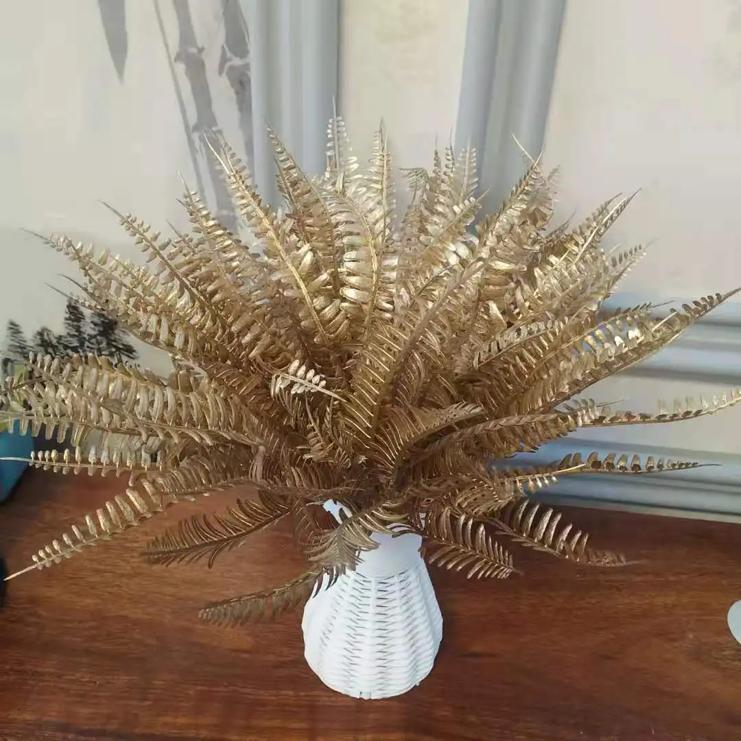 

50CM 70CM Artificial Golden Palm Leaves Christmas Wreath Material Fake Plants Branch Flower Arrangement Home Decor Accessories