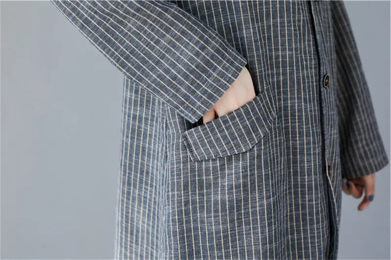

Large Size Women's Clothing Striped Suit Jacket Mid-length Loose Windbreaker Women Long Shirt Jacket Top 2020 Spring Autumn Full