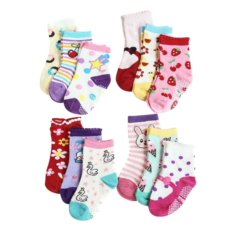 

12 pairs of baby socks four seasons to wear kids cartoon letters cotton socks