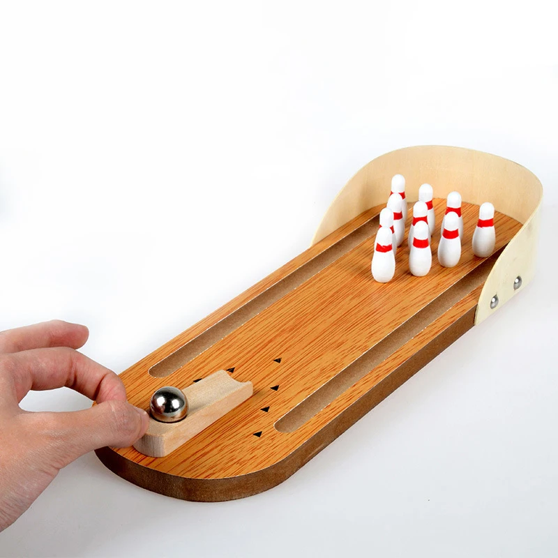 

Wooden mini bowling toy indoor parent-child interaction decompression creative desktop educational toys for children