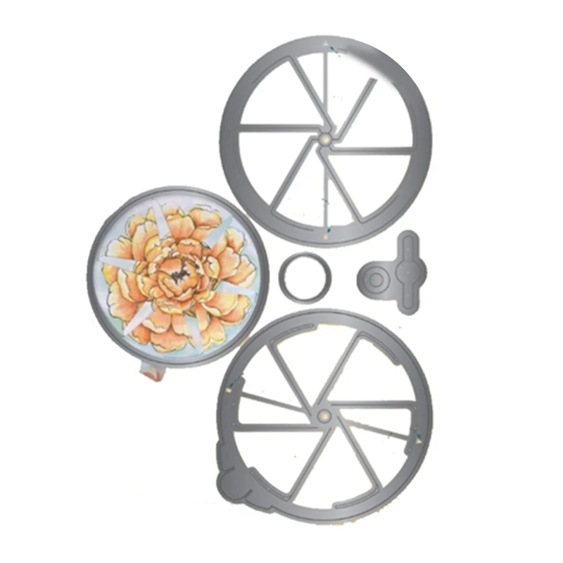 

Magic Window Slider Card Cutting Dies 5PCS SET Slot Spin Vintage Frames Cutting Dies Stamps for DIY Scrapbooking Cards