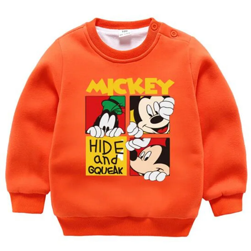fleece top-2 Детская одежда; коллекция года; сезон осень-зима; комплект утепленной одежды из флиса для девочек и мальчиков; топы с длинными рукавами и штаны с принтом Микки и Минни - Цвет: fleece top-2