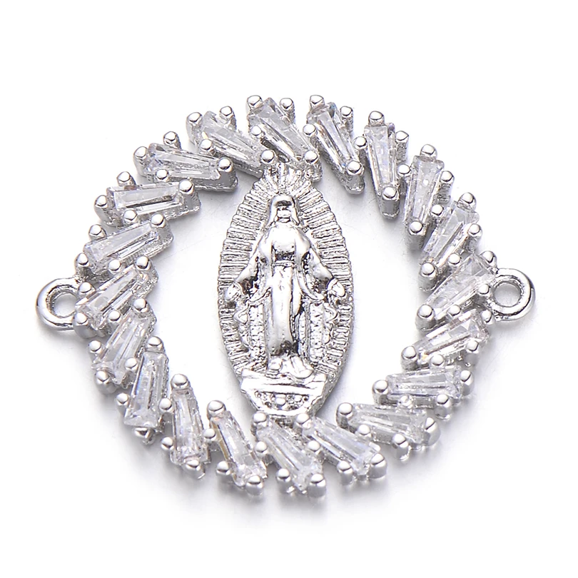 Pipitree блестящие кубические циркония Дева Мария шармы с камнями CZ DIY круглые