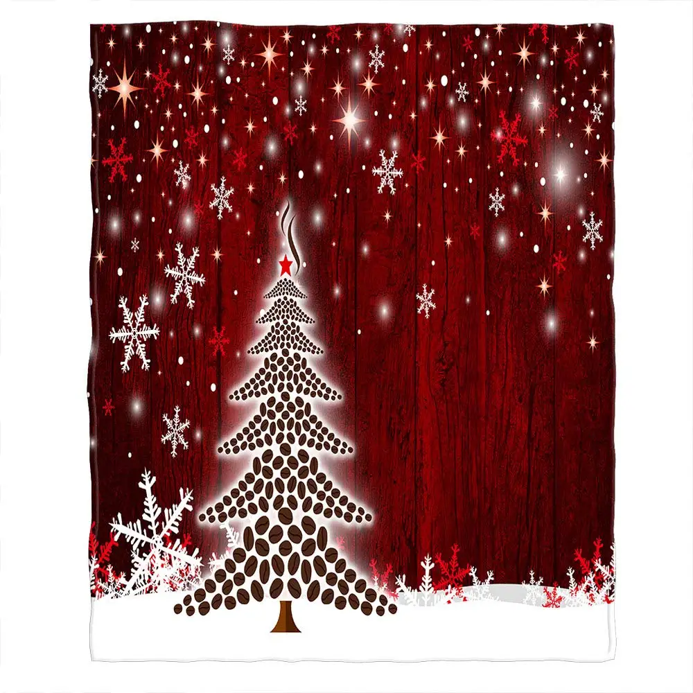 

Christmas Tree Throw Blanket Snowflake Vintage Board Antique Wood Wall Plank Retro Rustic Cozy Throw Blanket for Couch Bed Sofa