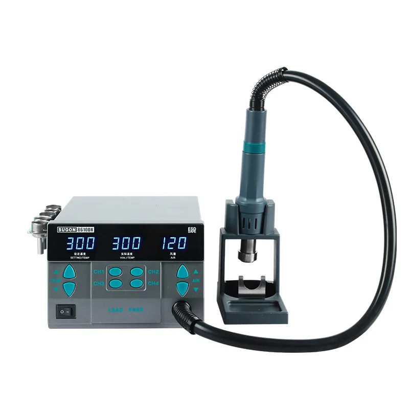 

SUGON 8610DX 1000W hot air rework station LED display lead-free hot air gun microcomputer adjustable temperature 5 nozzles