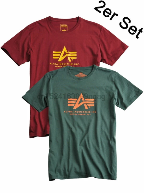 Alpha Industries Базовая футболка Doppelpack 100501 2er Set Petrol + Burgundy #6126|Мужские футболки| |
