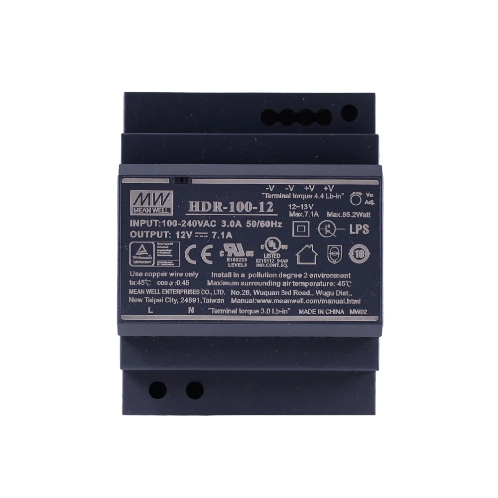Оригинал Mean Well HDR 100 12 meanwell 12V DC 7.1A 85 2 W ультратонкий ступенчатая форма DIN Rail