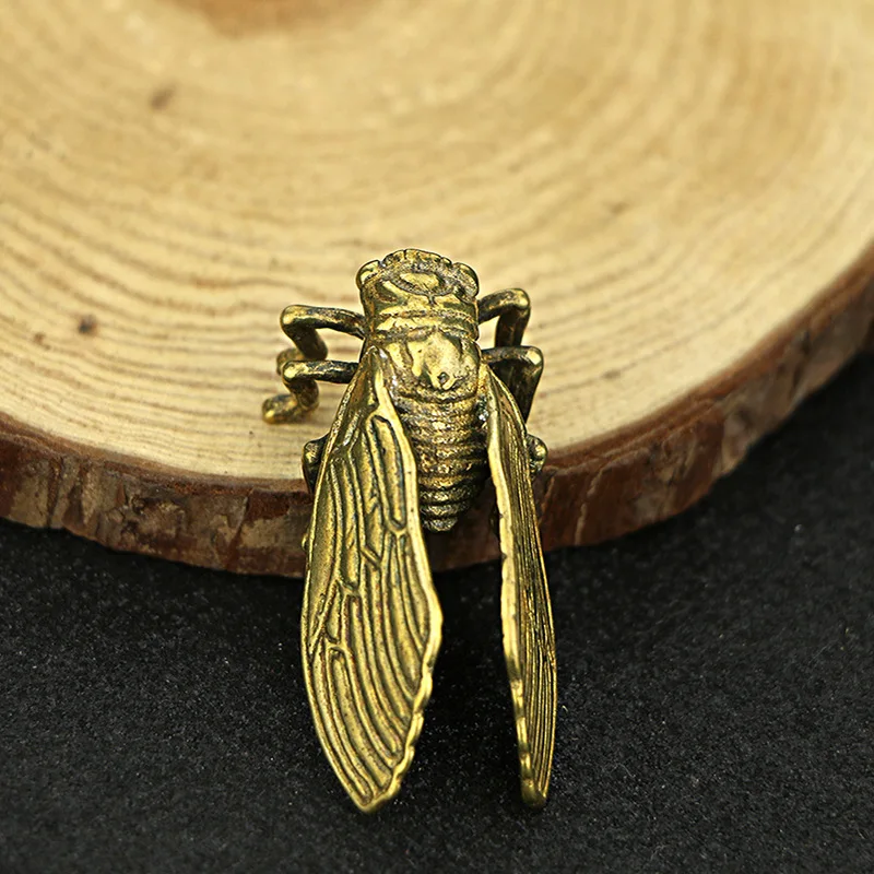 1* креативная фигурка ручной работы из чистой латуни Cicada, статуэтка животного, миниатюрная статуэтка, украшение для домашнего офиса
