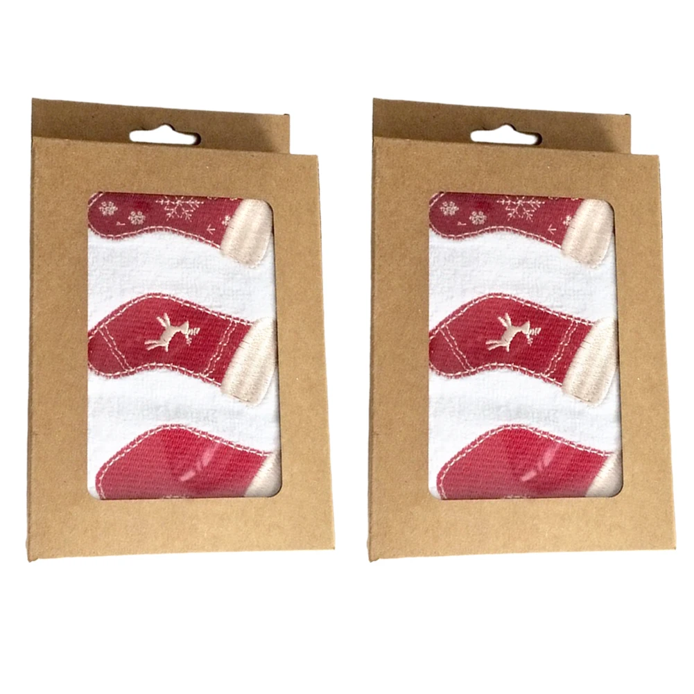 

2pcs Cotton Blend Cute Soft Water Absorbent Bath Towel Christmas Pattern Bathroom Daily Home Gift Embroidered New Year Holiday
