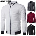 Мужская повседневная куртка с воротником-стойкой, кардиган в клетку, тонкая однотонная приталенная куртка, осень 2022