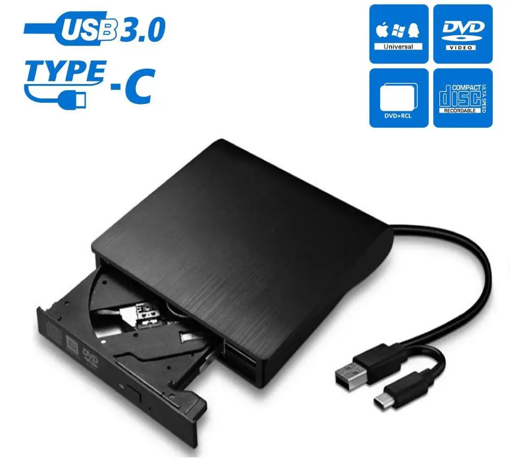 USB 3.0 Type-C внешний CD DVD-привод портативный CD/DVD +/-RW привод/запись/горелка оптический