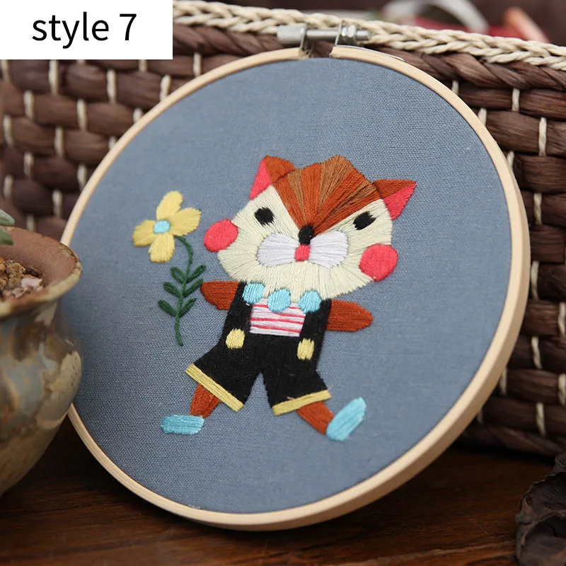 Подвесные картины 15*15 см вышивка DIY ручной работы комплект милый мультфильм животное для начинающих рукоделие материал посылка
