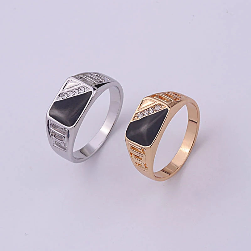 Фото Мужские модные стразы черное кольцо из эмали мужские свадебные кольца ювелирные
