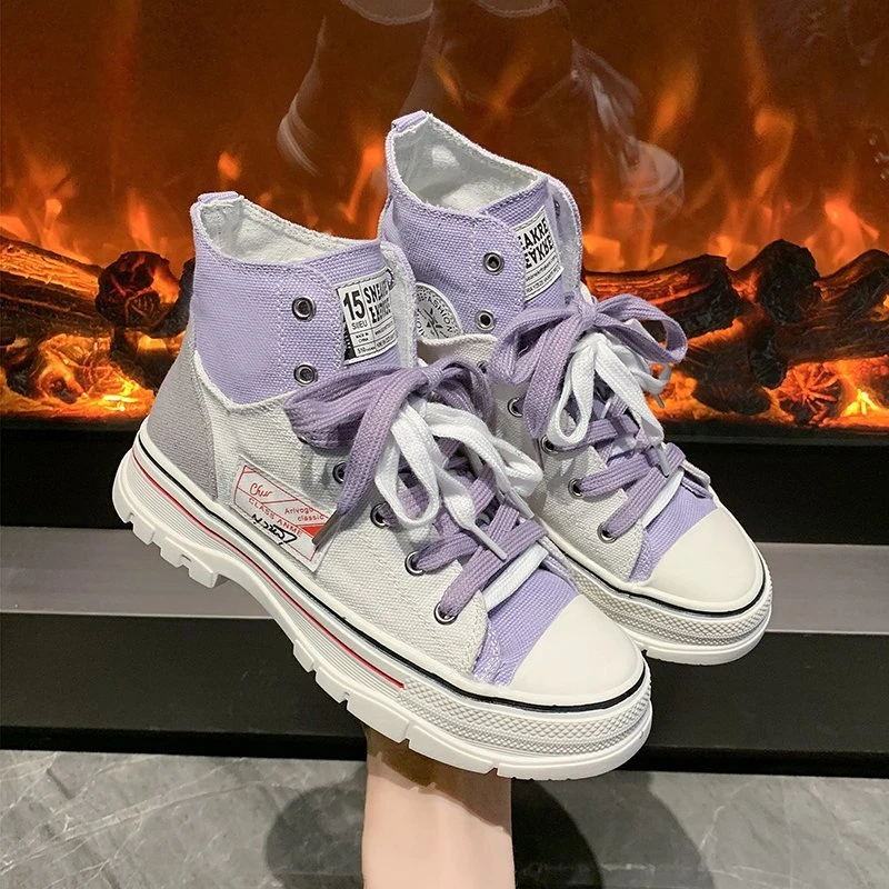 Кеды женские высокие холщовые кроссовки на массивной платформе дизайнерские