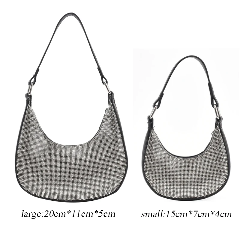 

Fashion Diamonds Half Moon Underarm Shoulder Bags Luxury Handbags Women Bags Designer Chain Cross Body Bag Little Bag Purse Sac