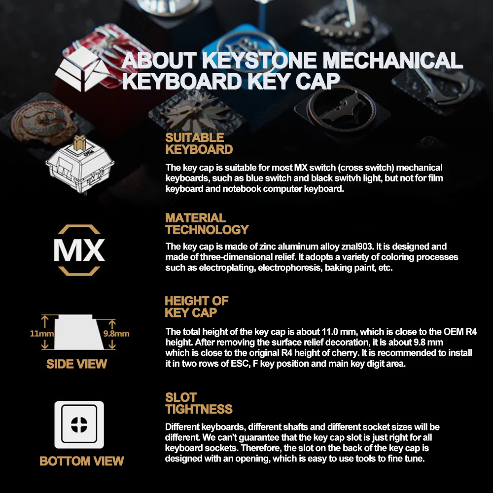 

Mechanical Keyboard Keycap Keystone Anime Attack on Titan Zinc-aluminum Alloy R4 Height Customize DIY Game for PC